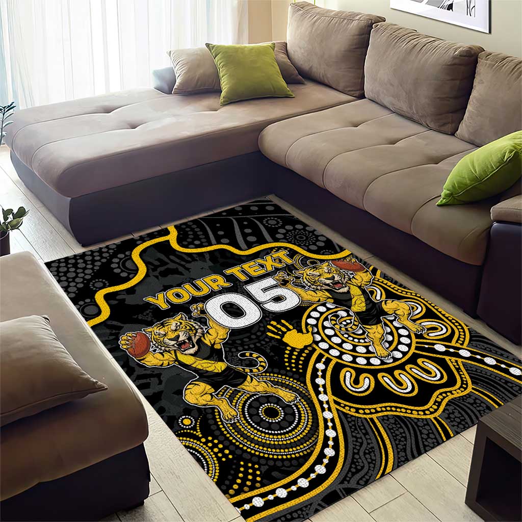Custom Richmond Football Area Rug Aboriginal Dot Art Pattern