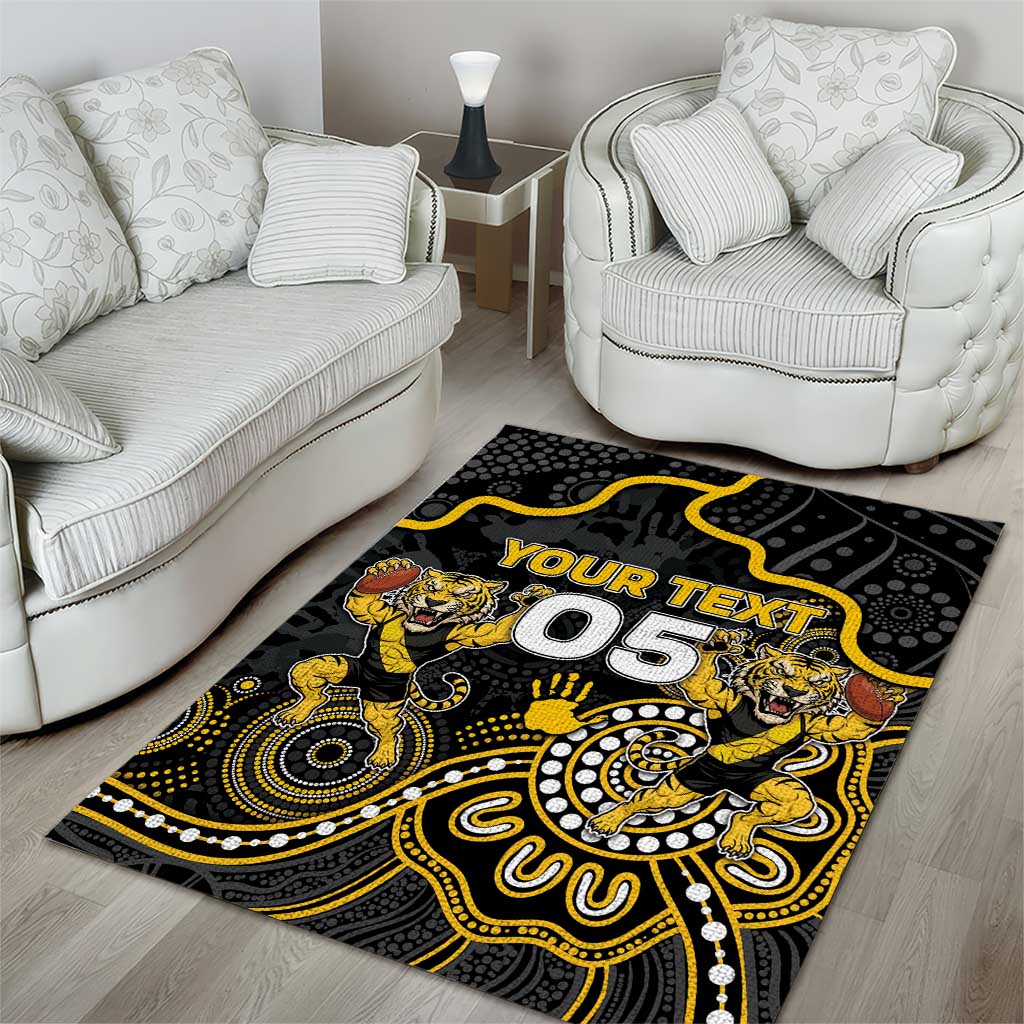 Custom Richmond Football Area Rug Aboriginal Dot Art Pattern