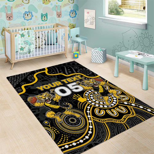 Custom Richmond Football Area Rug Aboriginal Dot Art Pattern