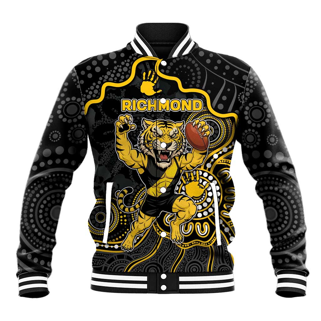 Custom Richmond Football Baseball Jacket Aboriginal Dot Art Pattern