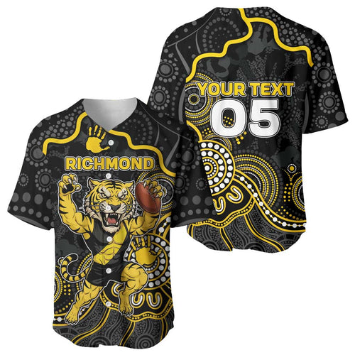 Custom Richmond Football Baseball Jersey Aboriginal Dot Art Pattern
