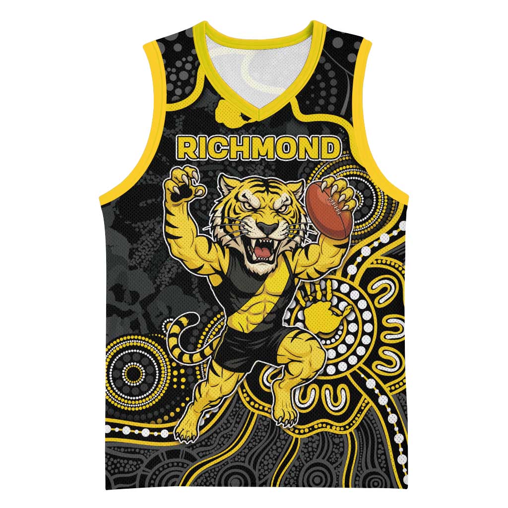 Custom Richmond Football Basketball Jersey Aboriginal Dot Art Pattern