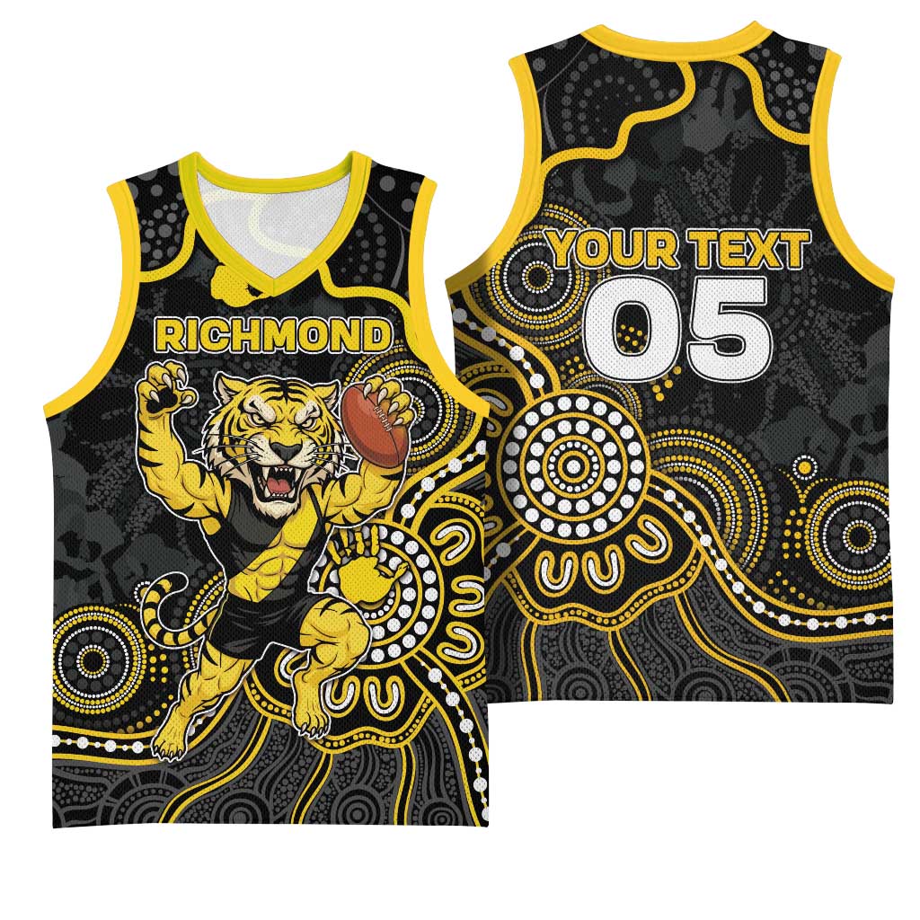 Custom Richmond Football Basketball Jersey Aboriginal Dot Art Pattern