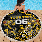 Custom Richmond Football Beach Blanket Aboriginal Dot Art Pattern