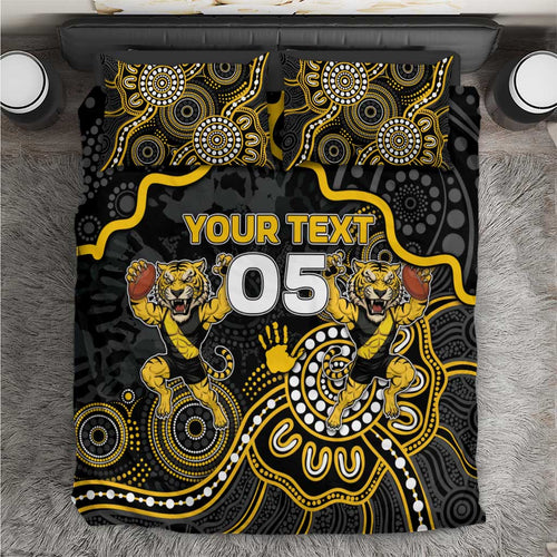 Custom Richmond Football Bedding Set Aboriginal Dot Art Pattern