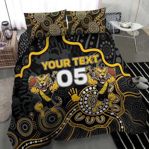 Custom Richmond Football Bedding Set Aboriginal Dot Art Pattern