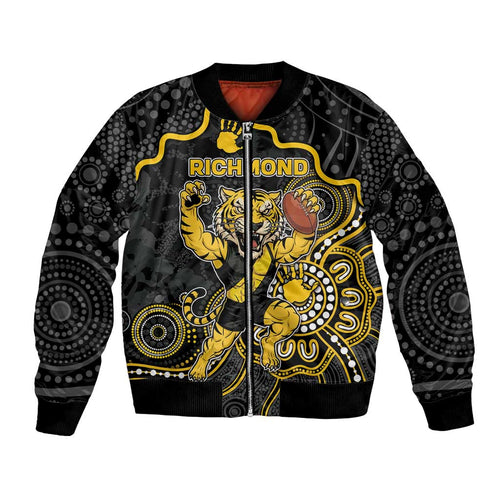 Custom Richmond Football Bomber Jacket Aboriginal Dot Art Pattern
