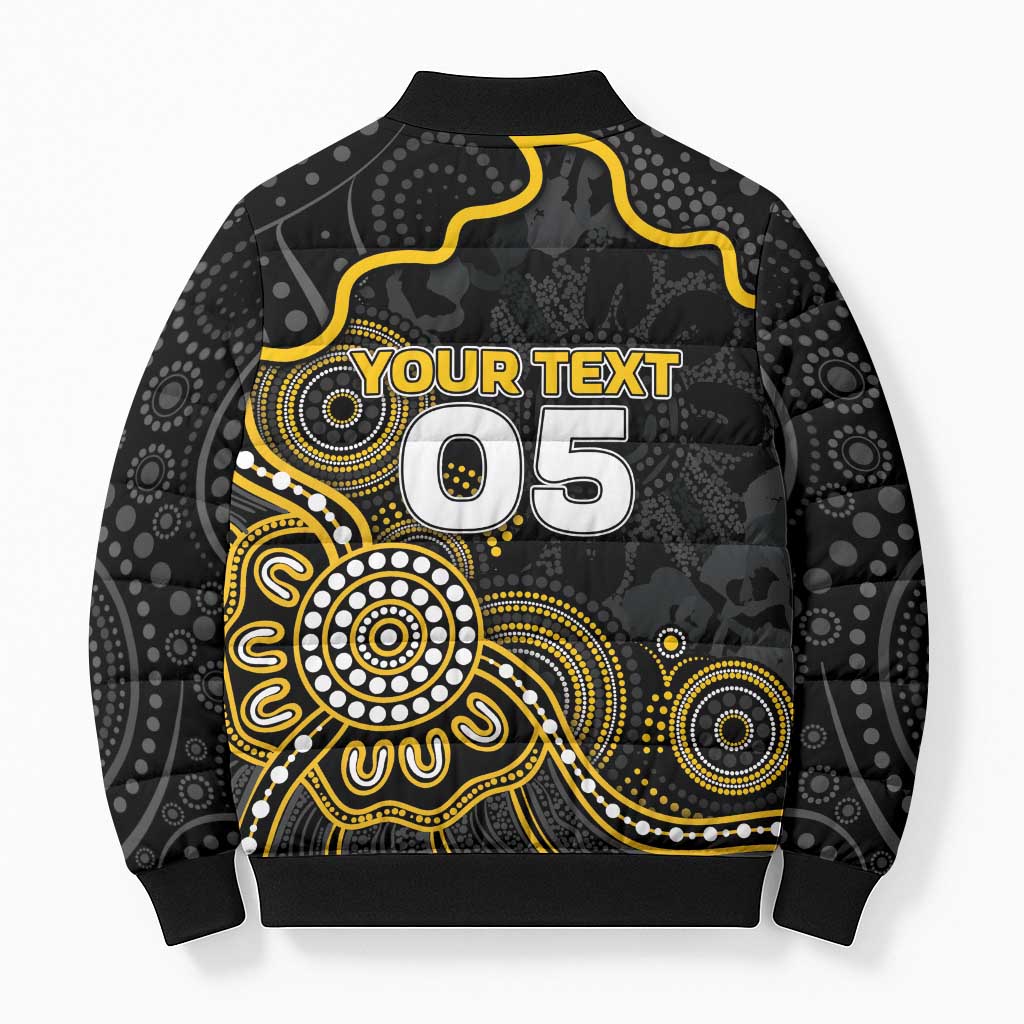 Custom Richmond Football Bomber Puffer Jacket Aboriginal Dot Art Pattern