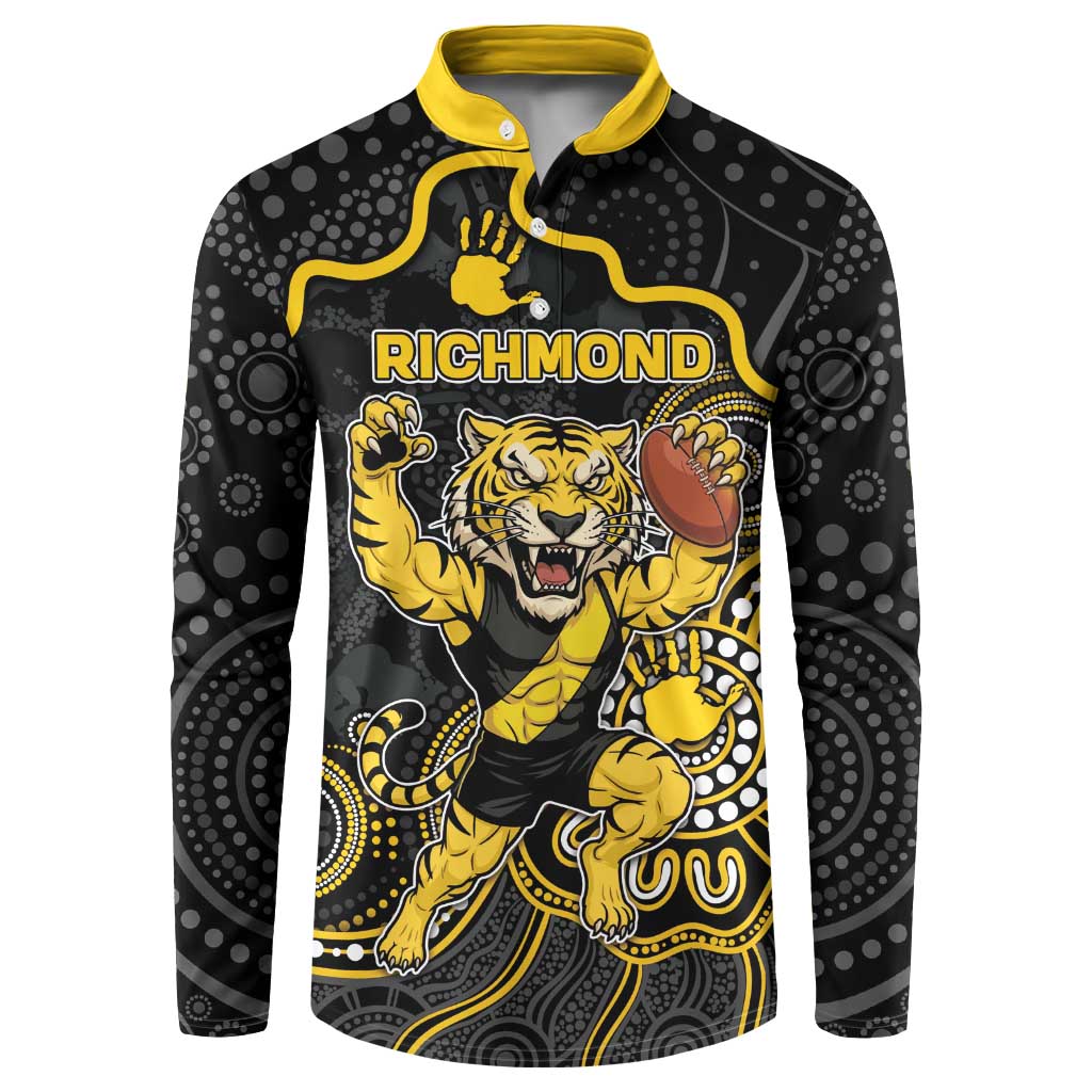 Custom Richmond Football Button Sweatshirt Aboriginal Dot Art Pattern