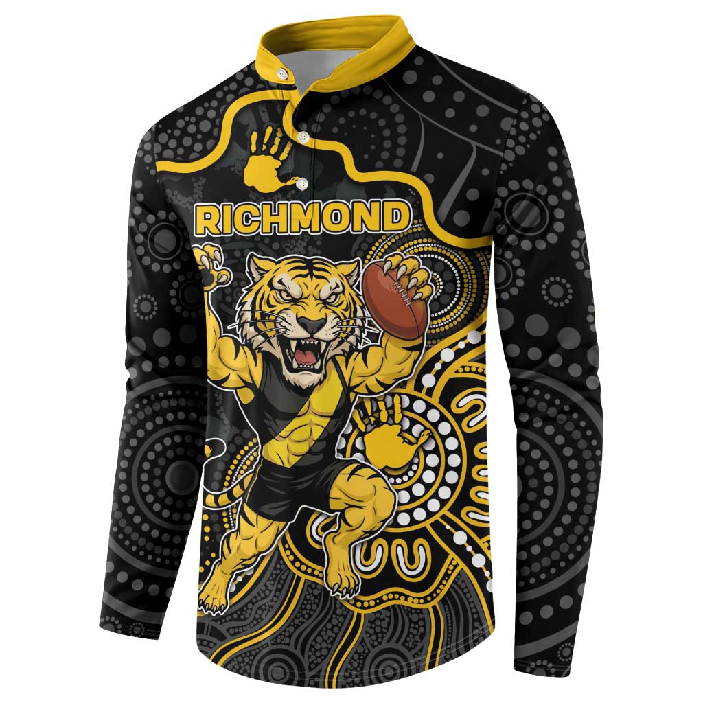 Custom Richmond Football Button Sweatshirt Aboriginal Dot Art Pattern