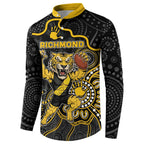 Custom Richmond Football Button Sweatshirt Aboriginal Dot Art Pattern