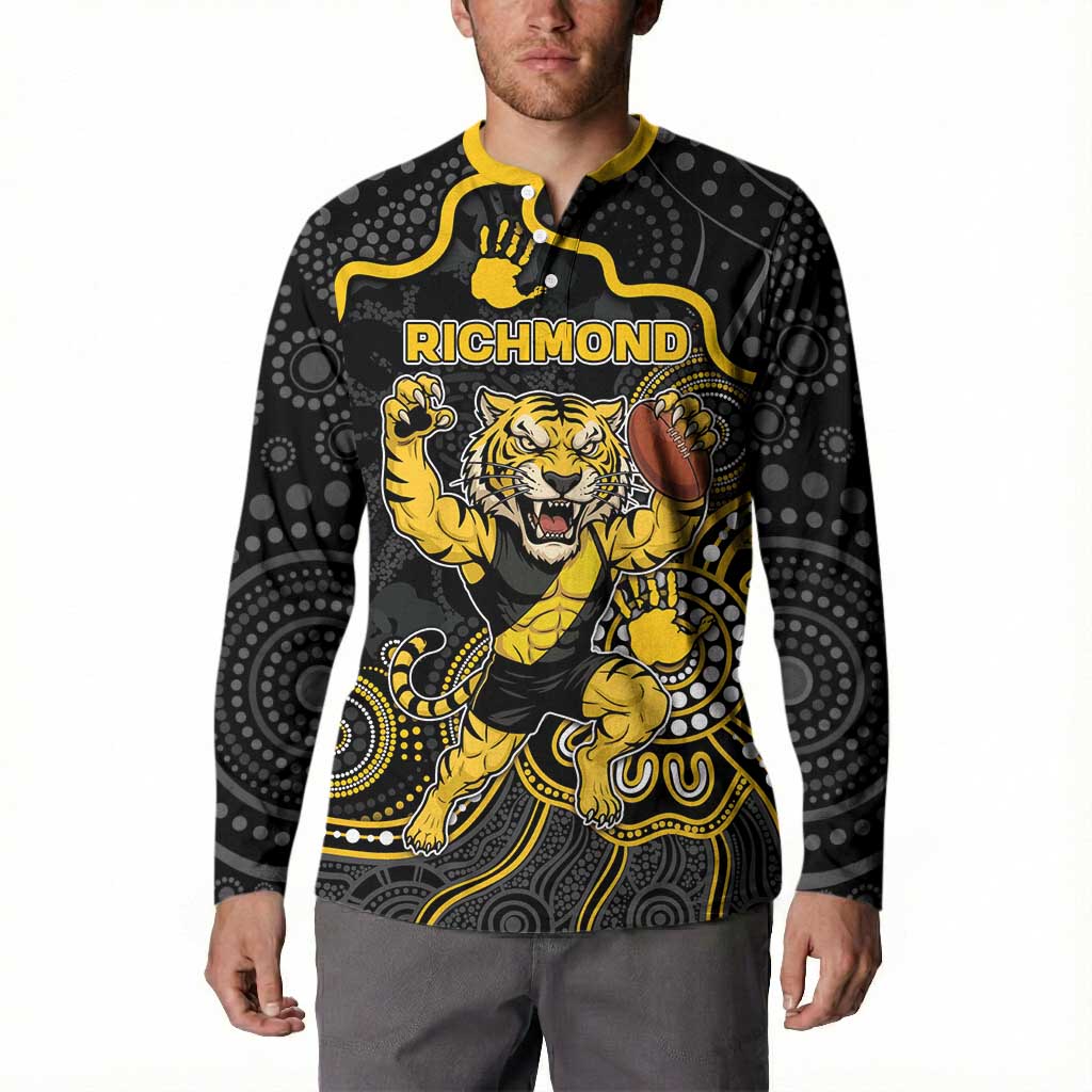 Custom Richmond Football Button Sweatshirt Aboriginal Dot Art Pattern