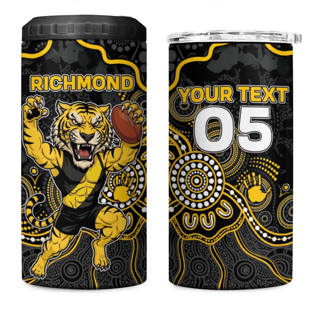 Custom Richmond Football 4 in 1 Can Cooler Tumbler Aboriginal Dot Art Pattern