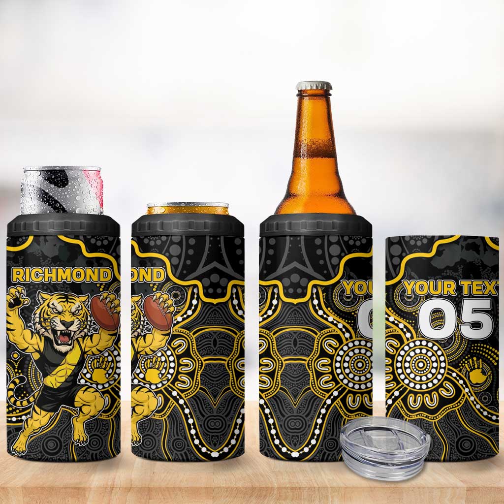 Custom Richmond Football 4 in 1 Can Cooler Tumbler Aboriginal Dot Art Pattern