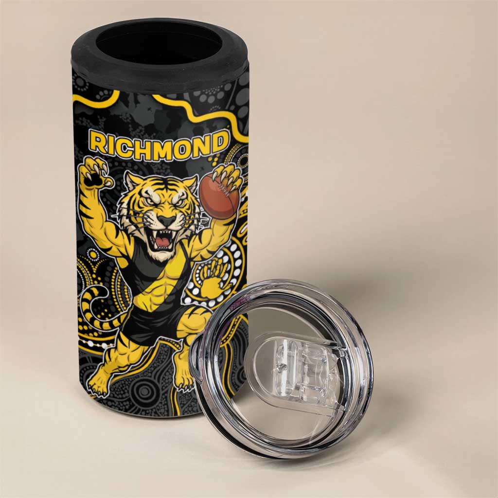Custom Richmond Football 4 in 1 Can Cooler Tumbler Aboriginal Dot Art Pattern