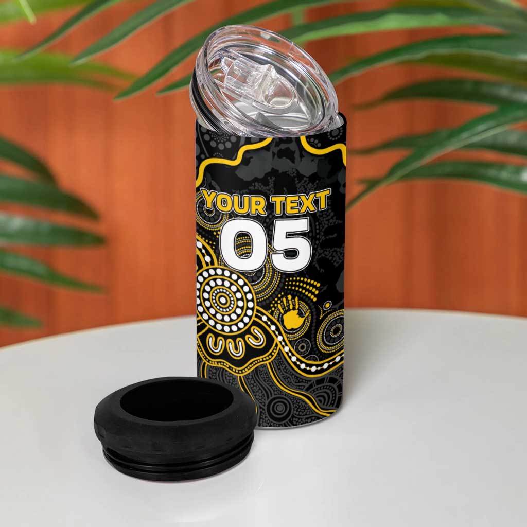 Custom Richmond Football 4 in 1 Can Cooler Tumbler Aboriginal Dot Art Pattern