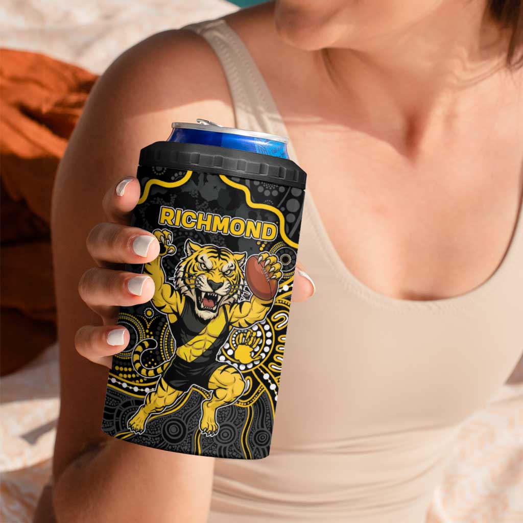 Custom Richmond Football 4 in 1 Can Cooler Tumbler Aboriginal Dot Art Pattern