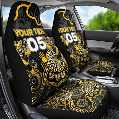 Custom Richmond Football Car Seat Cover Aboriginal Dot Art Pattern