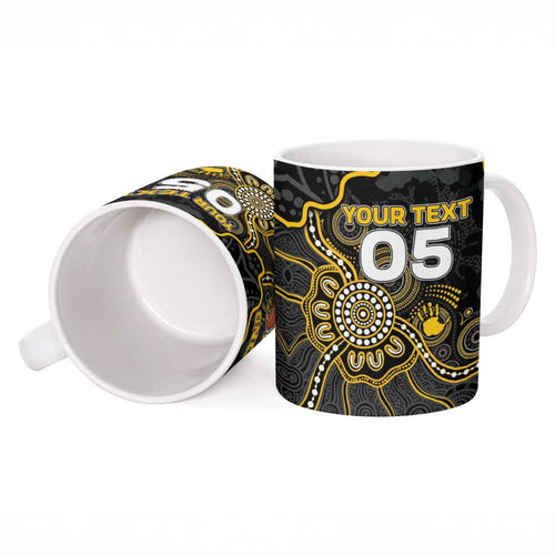 Custom Richmond Football Ceramic Mug Aboriginal Dot Art Pattern