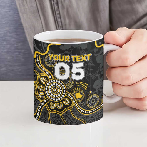 Custom Richmond Football Ceramic Mug Aboriginal Dot Art Pattern