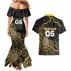 Custom Richmond Football Couples Matching Mermaid Dress and Hawaiian Shirt Aboriginal Dot Art Pattern