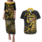 Custom Richmond Football Couples Matching Puletasi and Hawaiian Shirt Aboriginal Dot Art Pattern