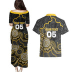 Custom Richmond Football Couples Matching Puletasi and Hawaiian Shirt Aboriginal Dot Art Pattern