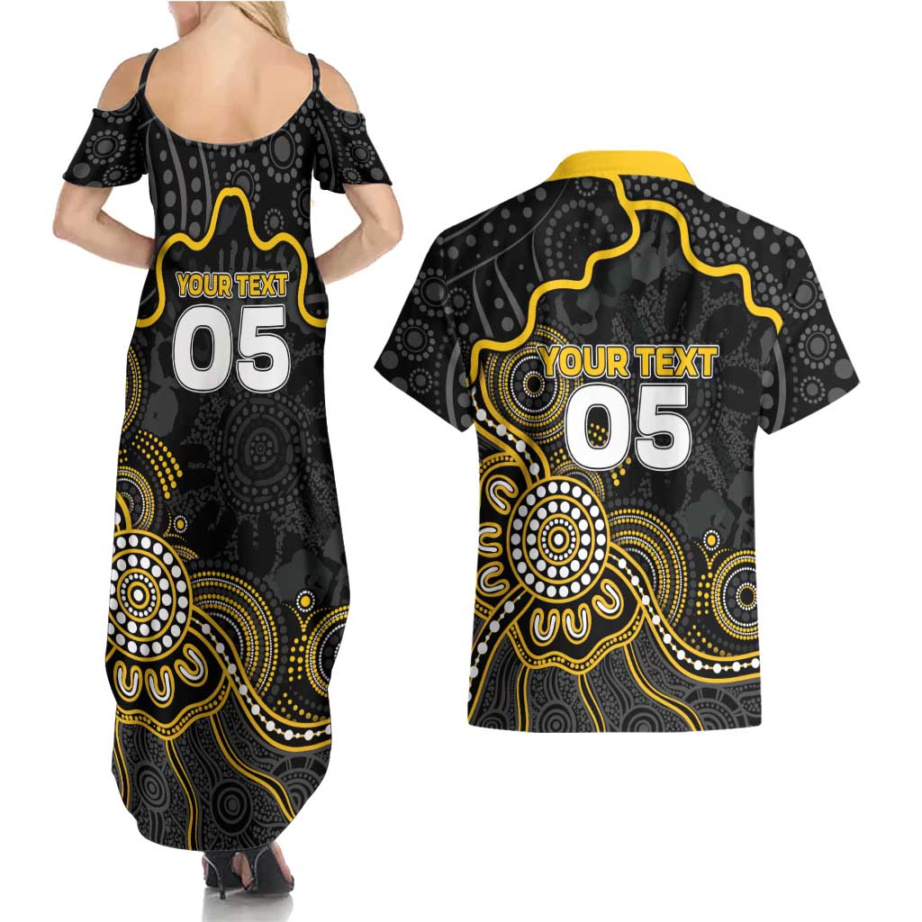 Custom Richmond Football Couples Matching Summer Maxi Dress and Hawaiian Shirt Aboriginal Dot Art Pattern