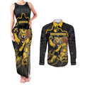 Custom Richmond Football Couples Matching Tank Maxi Dress and Long Sleeve Button Shirt Aboriginal Dot Art Pattern