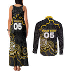 Custom Richmond Football Couples Matching Tank Maxi Dress and Long Sleeve Button Shirt Aboriginal Dot Art Pattern