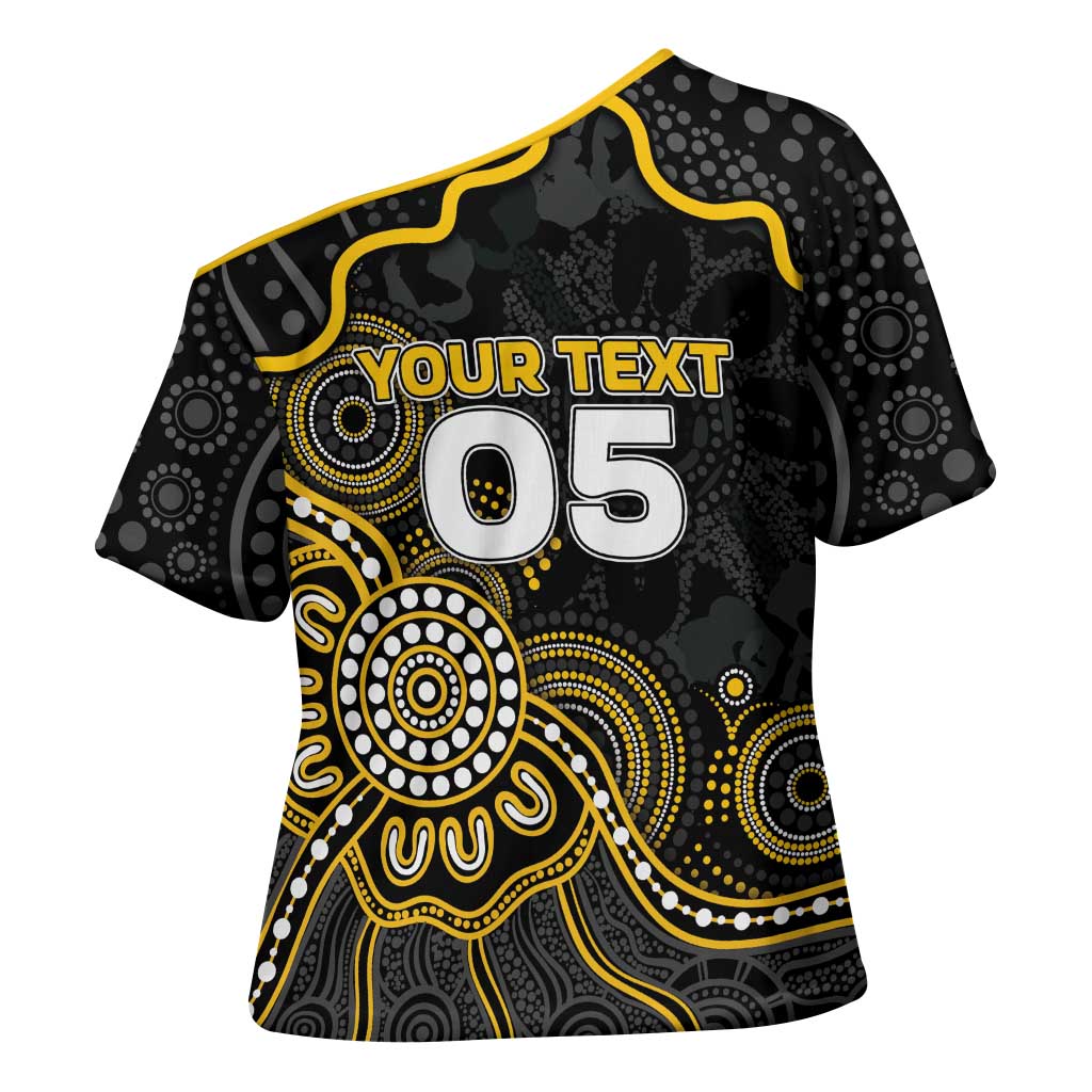 Custom Richmond Football Cross Shoulder Shirt Aboriginal Dot Art Pattern