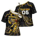 Custom Richmond Football Cross Shoulder Shirt Aboriginal Dot Art Pattern
