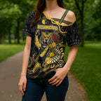 Custom Richmond Football Cross Shoulder Shirt Aboriginal Dot Art Pattern