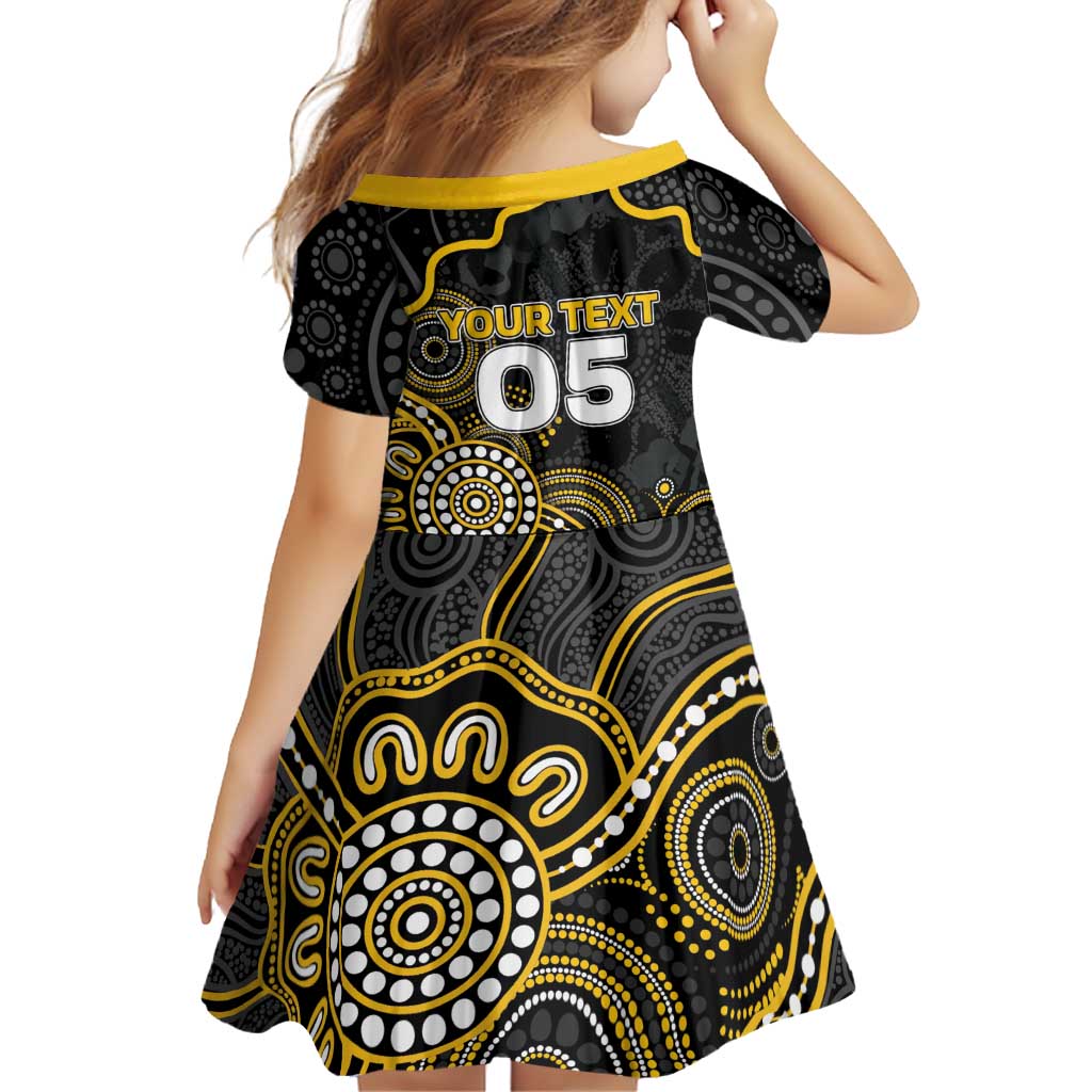 Custom Richmond Football Family Matching Long Sleeve Bodycon Dress and Hawaiian Shirt Aboriginal Dot Art Pattern