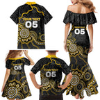 Custom Richmond Football Family Matching Mermaid Dress and Hawaiian Shirt Aboriginal Dot Art Pattern