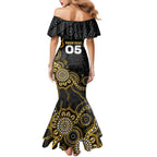 Custom Richmond Football Family Matching Mermaid Dress and Hawaiian Shirt Aboriginal Dot Art Pattern