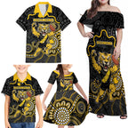 Custom Richmond Football Family Matching Off Shoulder Maxi Dress and Hawaiian Shirt Aboriginal Dot Art Pattern