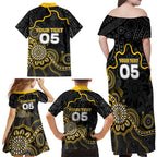 Custom Richmond Football Family Matching Off Shoulder Maxi Dress and Hawaiian Shirt Aboriginal Dot Art Pattern