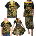 Custom Richmond Football Family Matching Puletasi and Hawaiian Shirt Aboriginal Dot Art Pattern