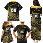 Custom Richmond Football Family Matching Puletasi and Hawaiian Shirt Aboriginal Dot Art Pattern