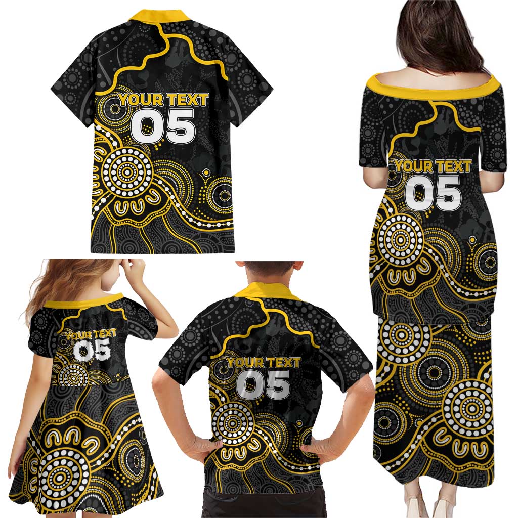Custom Richmond Football Family Matching Puletasi and Hawaiian Shirt Aboriginal Dot Art Pattern