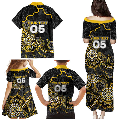Custom Richmond Football Family Matching Puletasi and Hawaiian Shirt Aboriginal Dot Art Pattern