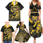 Custom Richmond Football Family Matching Summer Maxi Dress and Hawaiian Shirt Aboriginal Dot Art Pattern