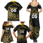 Custom Richmond Football Family Matching Summer Maxi Dress and Hawaiian Shirt Aboriginal Dot Art Pattern
