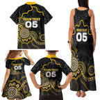 Custom Richmond Football Family Matching Tank Maxi Dress and Hawaiian Shirt Aboriginal Dot Art Pattern