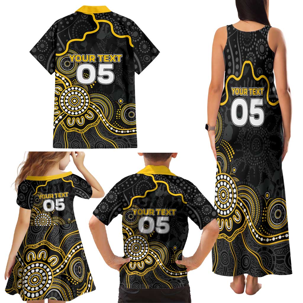Custom Richmond Football Family Matching Tank Maxi Dress and Hawaiian Shirt Aboriginal Dot Art Pattern