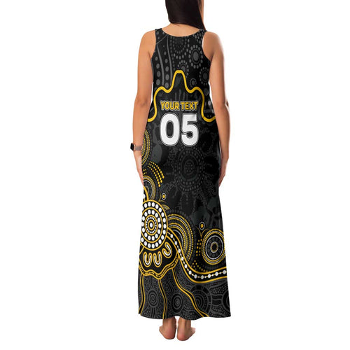 Custom Richmond Football Family Matching Tank Maxi Dress and Hawaiian Shirt Aboriginal Dot Art Pattern