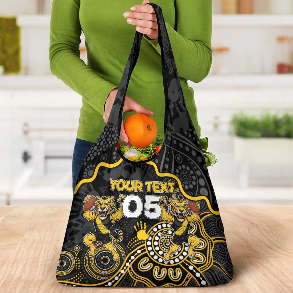 Custom Richmond Football Grocery Bag Aboriginal Dot Art Pattern