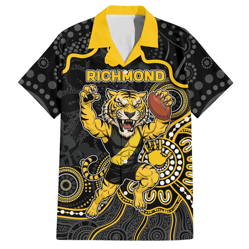 Custom Richmond Football Hawaiian Shirt Aboriginal Dot Art Pattern