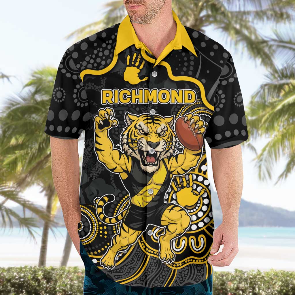 Custom Richmond Football Hawaiian Shirt Aboriginal Dot Art Pattern